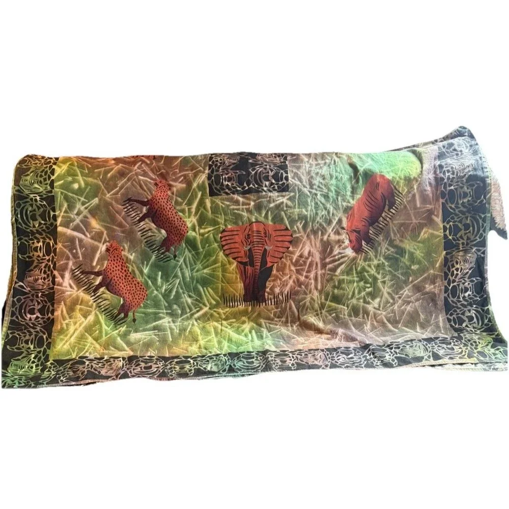 African Batik Hand Painted Animal Print Cotton Tablecloth 56